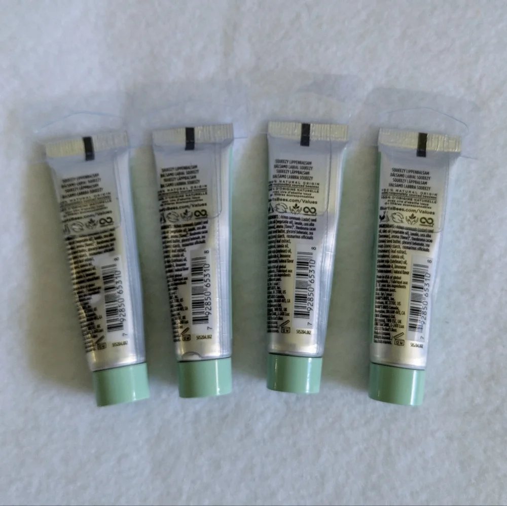 (4) Burt's Bees Squeezy Lip Balm Sweet Mint NEW SEALED HTF